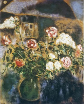 Marc Chagall Painting - Peonías y lilas contemporáneas Marc Chagall